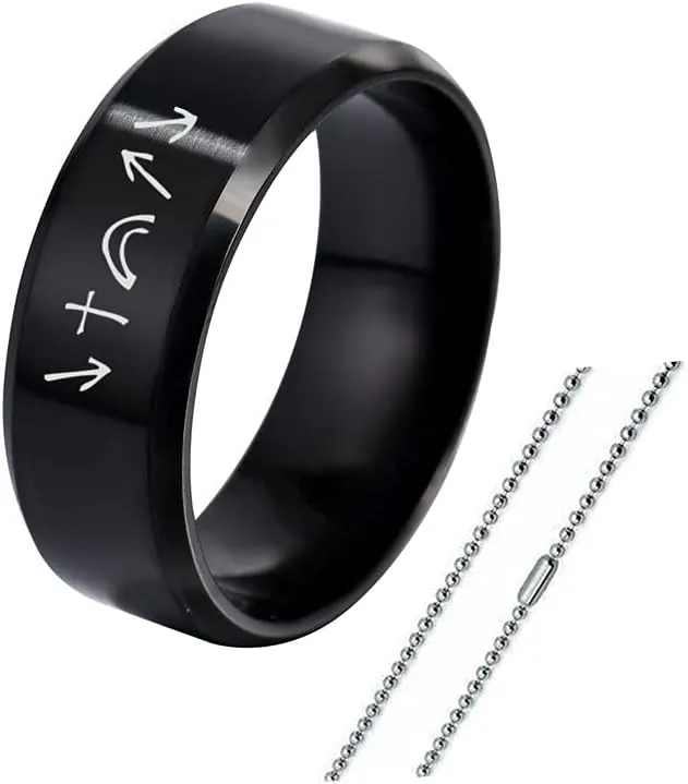 Elegant Men Women's Band Rings Stainless Steel Positive Christening Jesus Spirit Witness Reminder Finger Ring Neckalce Chain for Family Friends,He Came He Died He Arose He Ascended He's Coming Back