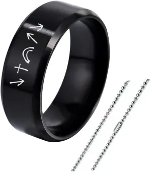 Elegant Men Women's Band Rings Stainless Steel Positive Christening Jesus Spirit Witness Reminder Finger Ring Neckalce Chain for Family Friends,He Came He Died He Arose He Ascended He's Coming Back