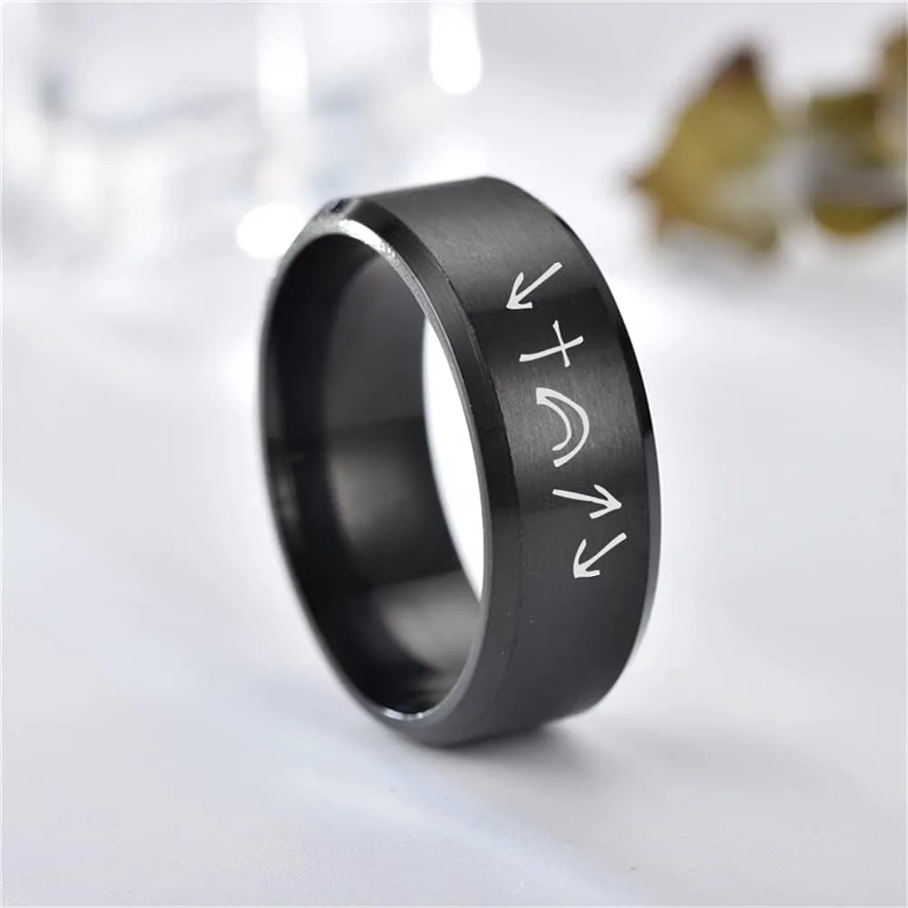 Elegant Men Women's Band Rings Stainless Steel Positive Christening Jesus Spirit Witness Reminder Finger Ring Neckalce Chain for Family Friends,He Came He Died He Arose He Ascended He's Coming Back