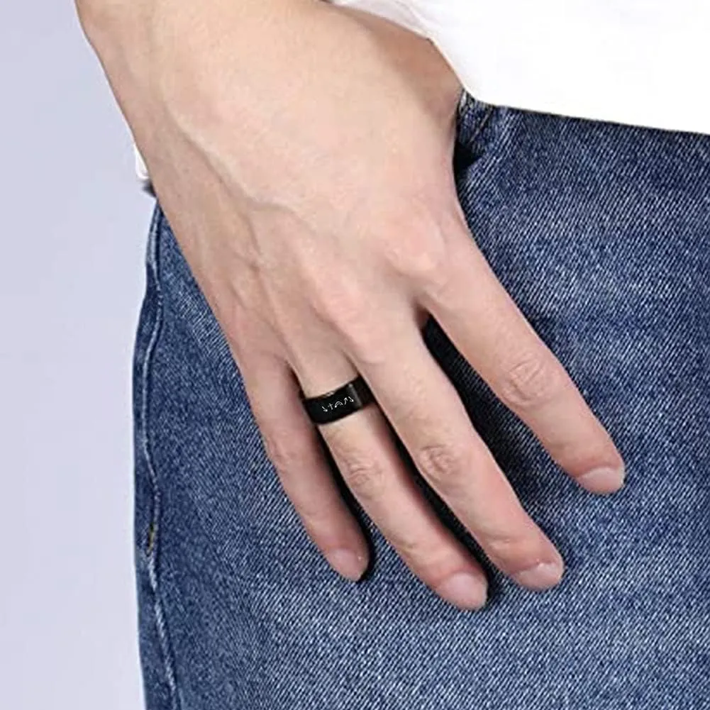 Elegant Men Women's Band Rings Stainless Steel Positive Christening Jesus Spirit Witness Reminder Finger Ring Neckalce Chain for Family Friends,He Came He Died He Arose He Ascended He's Coming Back