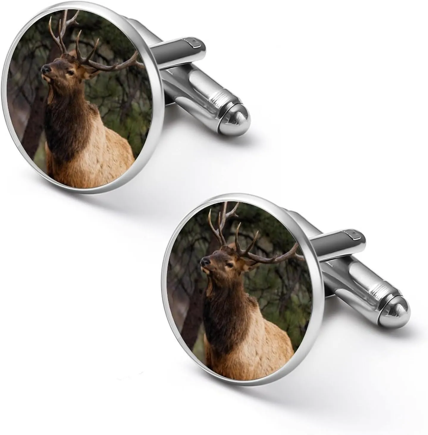 Elk Moose in The Forests Fashion Cufflinks For Men Alloy Tuxedo Shirt Cuff Links For Business Wedding Party 1.7cm