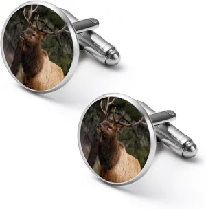 Elk Moose in The Forests Fashion Cufflinks For Men Alloy Tuxedo Shirt Cuff Links For Business Wedding Party 2.0cm