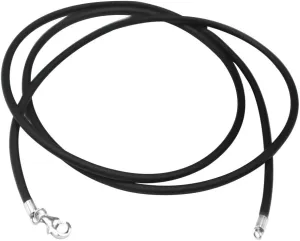 ELLITE Wide Alloy Black Rubber Cord Rope Necklace Chain(18-24 Inch) with Stainless Steel Lobster Clasp