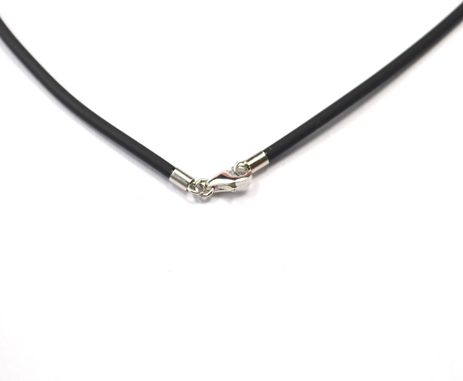 ELLITE Wide Alloy Black Rubber Cord Rope Necklace Chain(18-24 Inch) with Stainless Steel Lobster Clasp