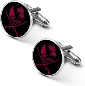Emblem of Qatar Fashion Cufflinks For Men Alloy Tuxedo Shirt Cuff Links For Business Wedding Party 1.7cm