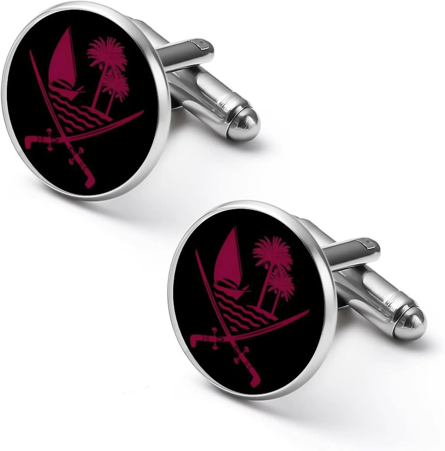 Emblem of Qatar Fashion Cufflinks For Men Alloy Tuxedo Shirt Cuff Links For Business Wedding Party 1.7cm