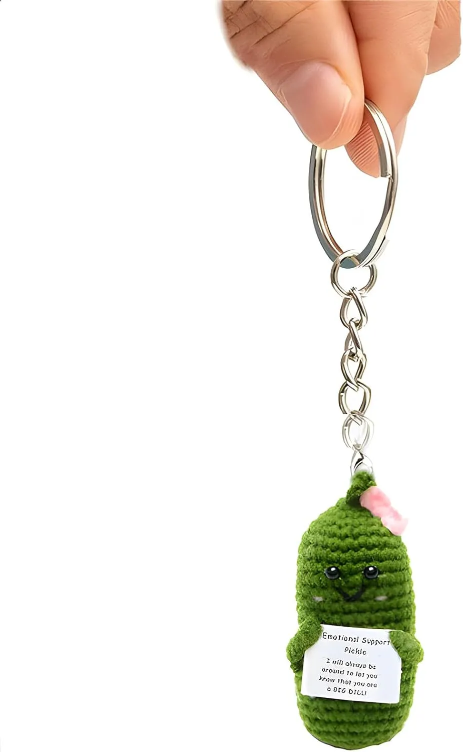 Emotional Support Pickle Crochet Keychain Crochet Animals Vegetables Keychain