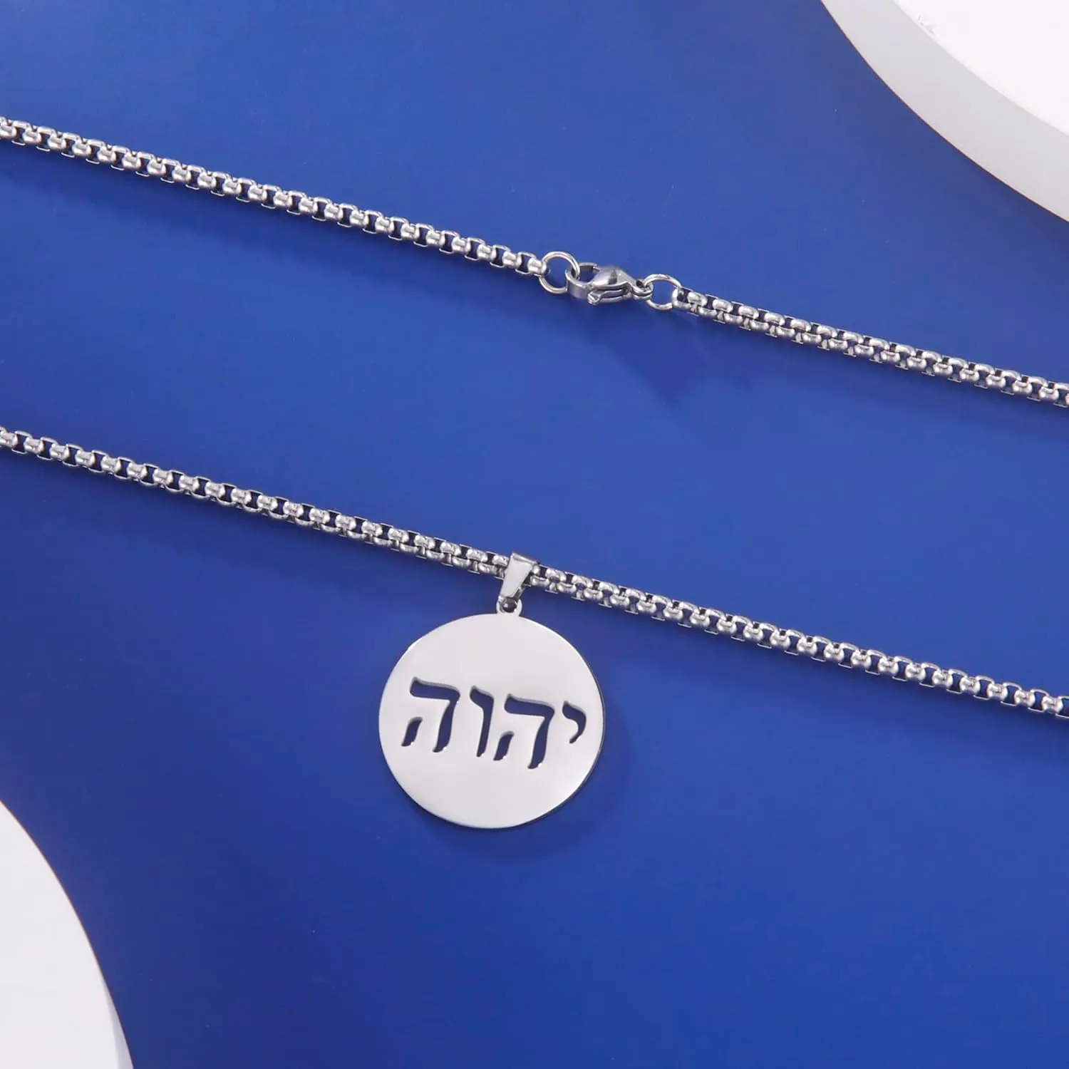 EUEAVAN Hebrew Necklaces Judaism Religion Faithchai Necklace Jehovah Pendants Hebrew Bible God Names Jewelry Hanukkah Israel Amulets Gifts Women Men