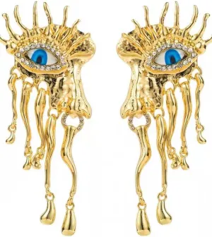 Evil Eye Earrings for Women, 18K Gold Plated Alloy Hoop Earrings, Handmade Mom Dangle Earrings Gift for Christmas Mother Holiday