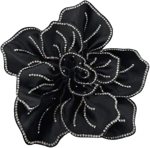 Fabric Rhinestone Flower Big Brooch Lapel Pins for Women Elegant Crystal Floral Brooches Pin for Dresses Suit Accessories Jewelry Boutonniere Corsage Wedding Party 5.5in