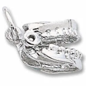 False Teeth Charm In 14K White Gold