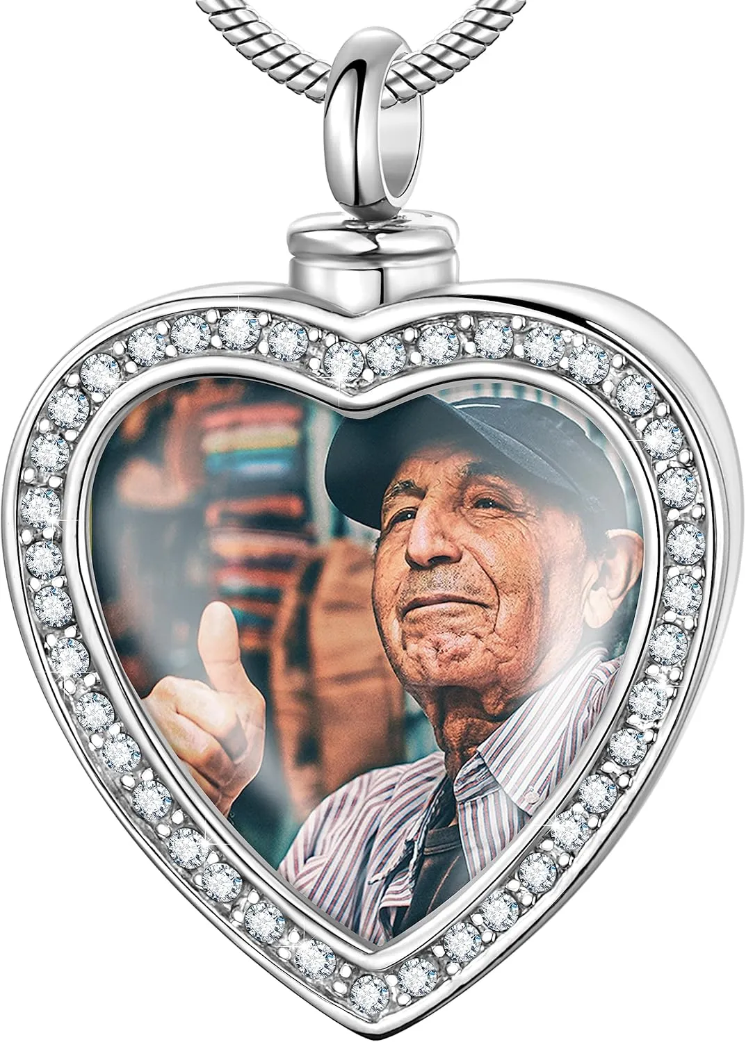 Fanery Sue Customized Photo Urn Necklace for Ashes, Personalized Ashes Necklaces with Picture Inside, Cremation Jewelry Urns Keepsake Pendant for Women & Men