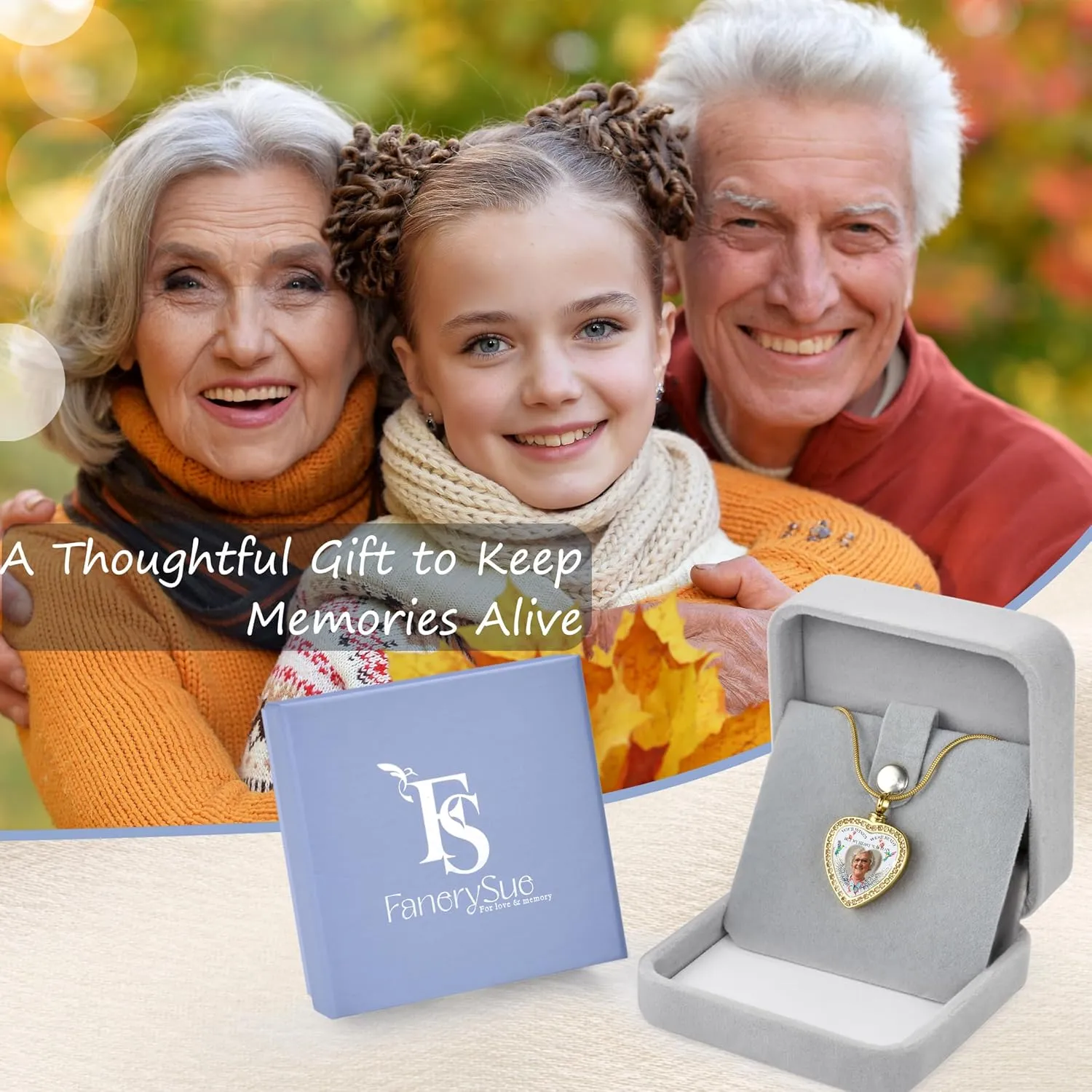 Fanery Sue Customized Photo Urn Necklace for Ashes, Personalized Ashes Necklaces with Picture Inside, Cremation Jewelry Urns Keepsake Pendant for Women & Men