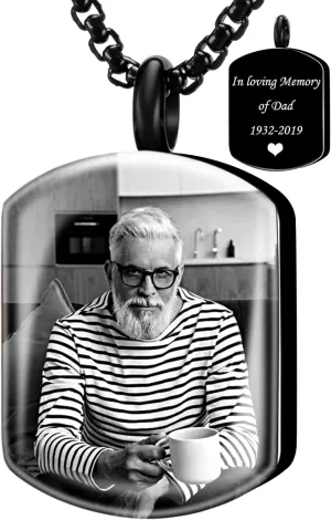 Fanery Sue Personalized Ashes Necklace for Women Men Custom Engraving Photo & Quote Cremation Jewelry Urn Necklace for Ashes Memorial Keepsake for Loss Loved One
