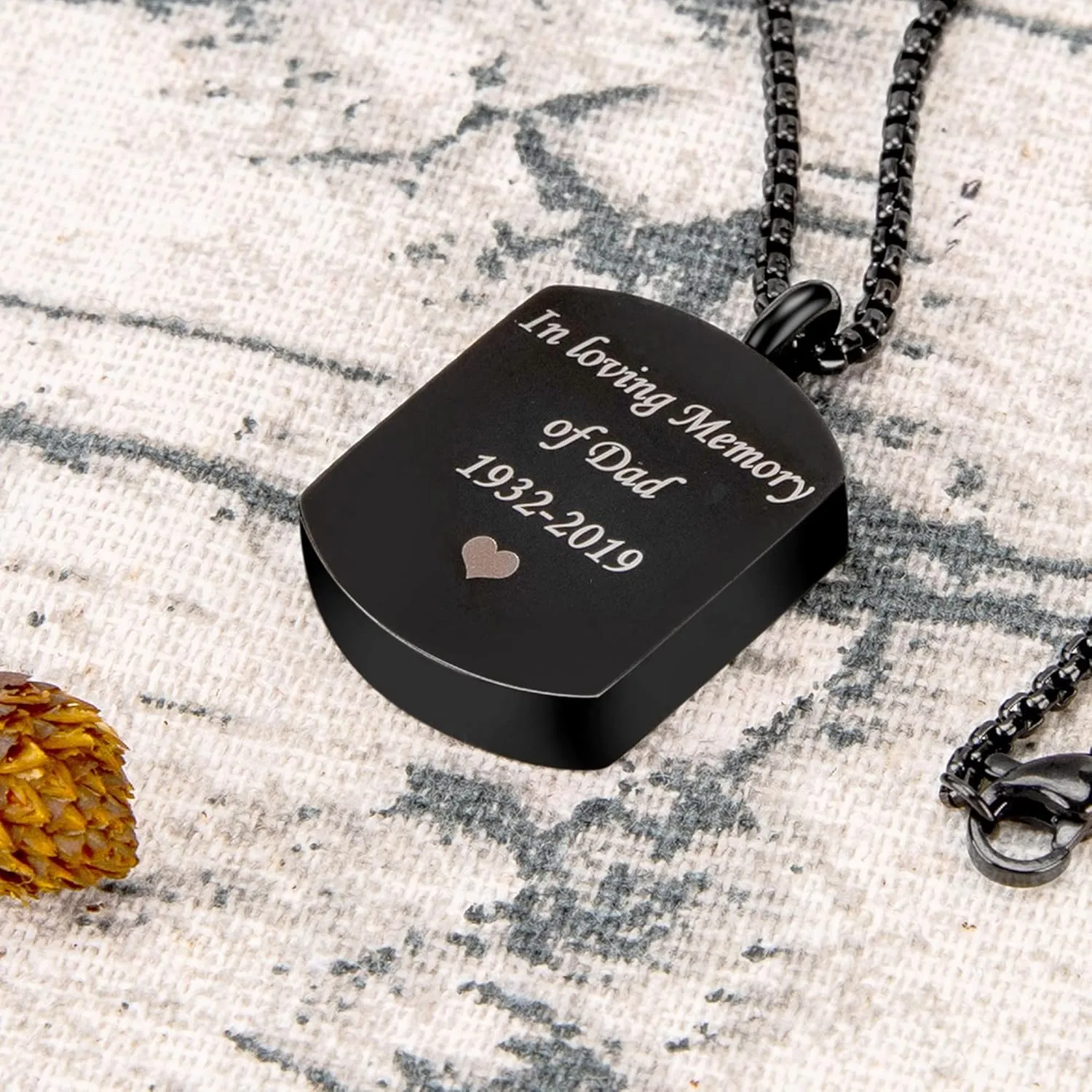 Fanery Sue Personalized Ashes Necklace for Women Men Custom Engraving Photo & Quote Cremation Jewelry Urn Necklace for Ashes Memorial Keepsake for Loss Loved One