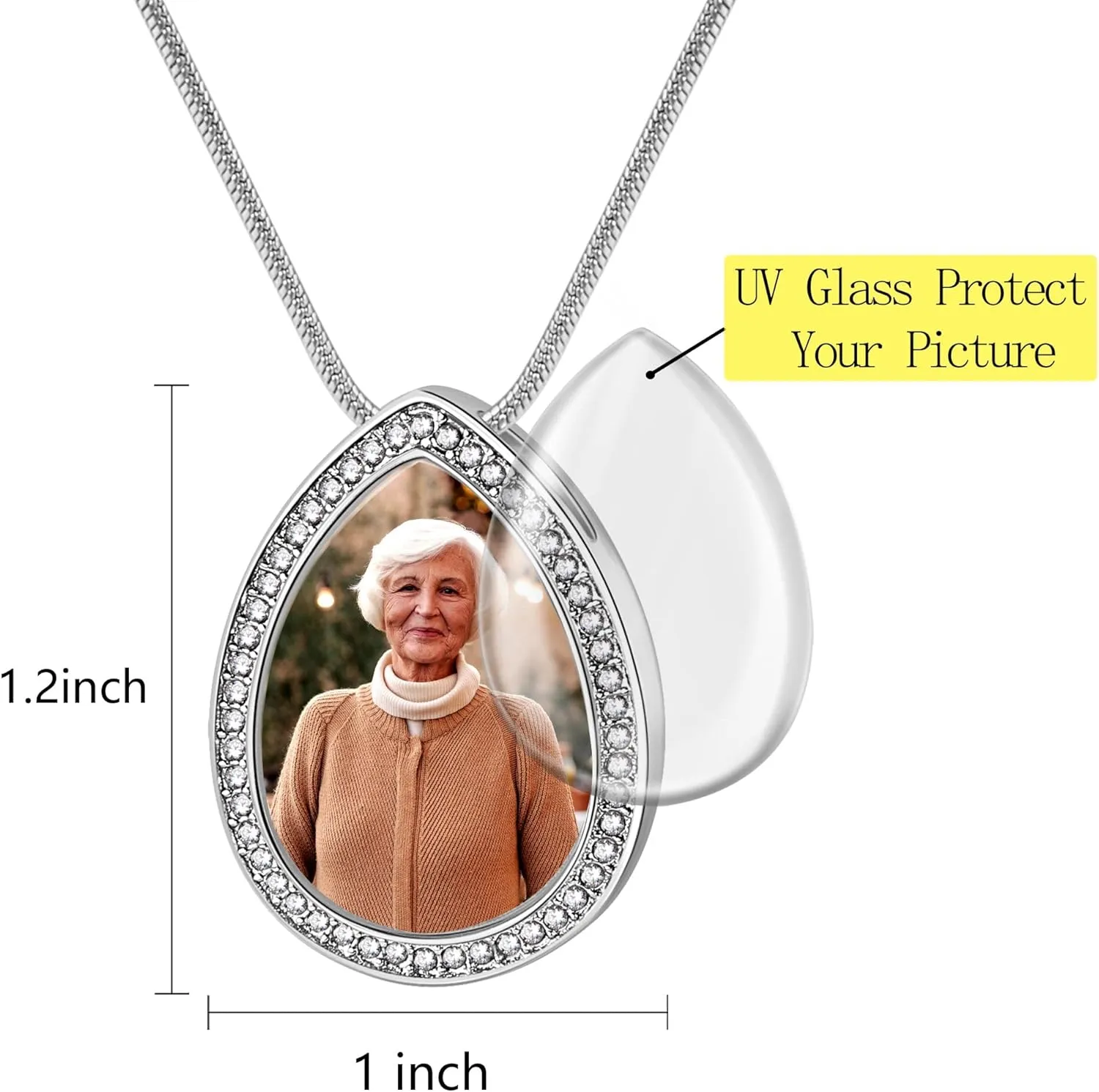 Fanery Sue Personalized Ashes Necklace for Women Men Custom Engraving Photo & Text Cremation Jewelry Urn Necklace for Ashes Memorial Keepsake for Loss Loved One, Copper, Zircon