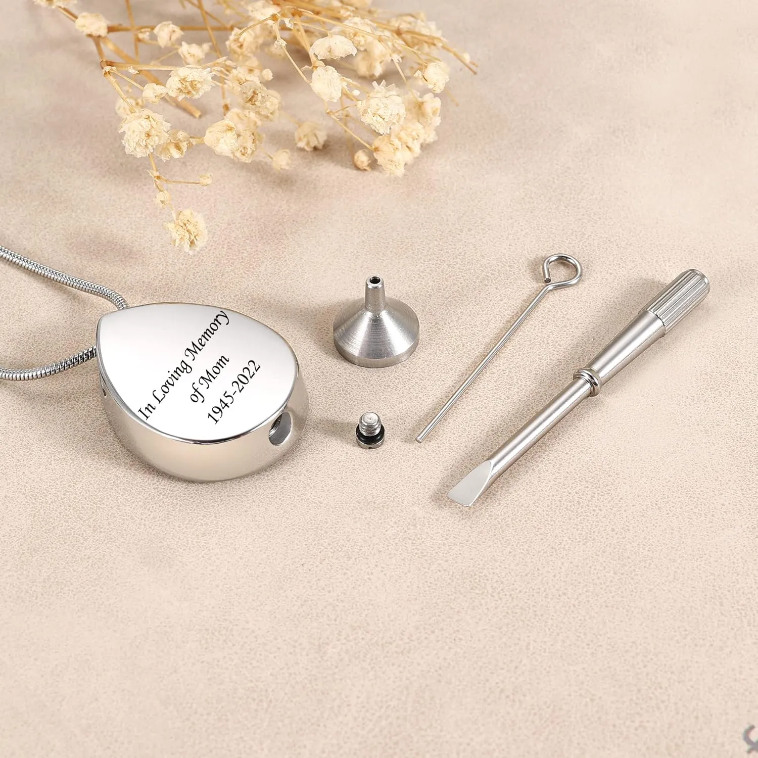 Fanery Sue Personalized Ashes Necklace for Women Men Custom Engraving Photo & Text Cremation Jewelry Urn Necklace for Ashes Memorial Keepsake for Loss Loved One, Copper, Zircon