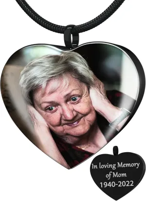 Fanery Sue Personalized Ashes Necklace for Women Men Custom Engraving Photo & Text Cremation Jewelry Urn Necklace for Ashes Memorial Keepsake for Loss Loved One(Dog Tag&Black)