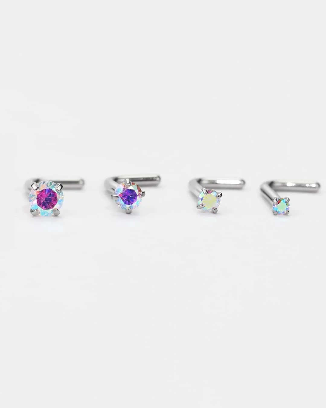 FANSING 4 Pieces Different Sizes 316L Surgical Steel Nose Studs L Shaped