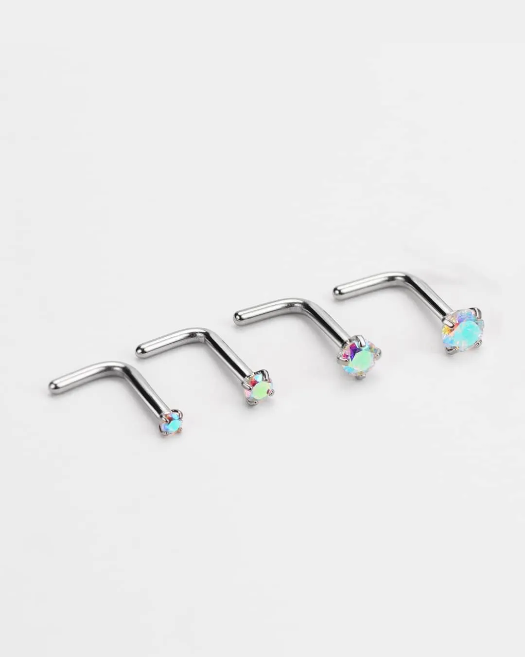 FANSING 4 Pieces Different Sizes 316L Surgical Steel Nose Studs L Shaped