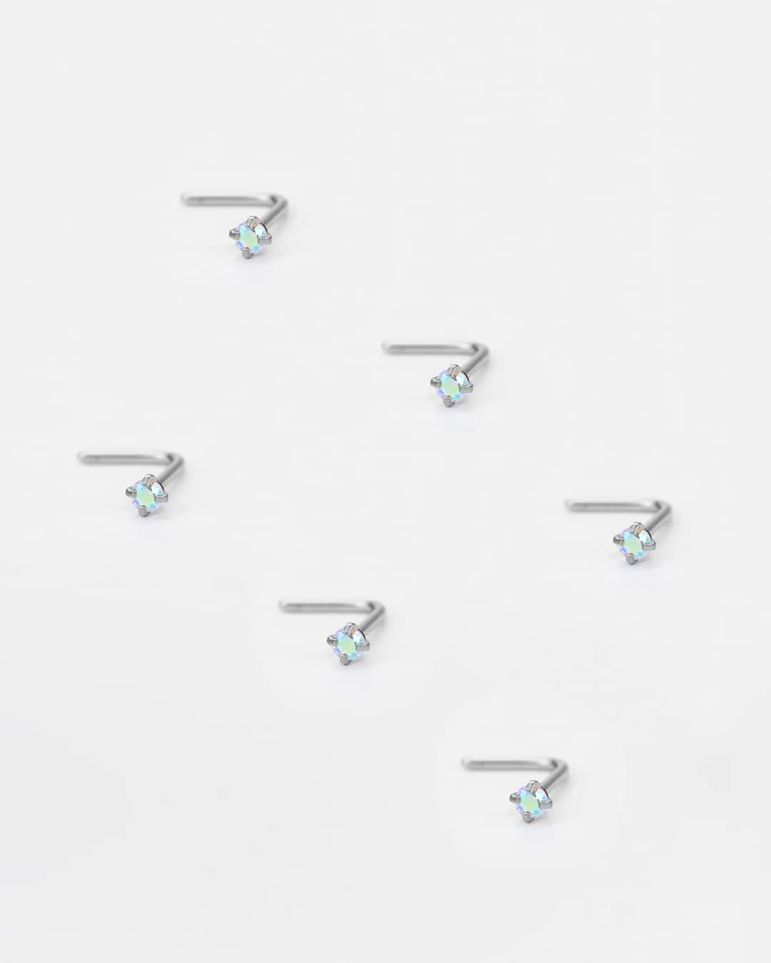 FANSING Nose Studs for Women Men L Shaped Nose Rings Surgical Steel Nostril Piercing Jewelry with Cubic Zirconia End