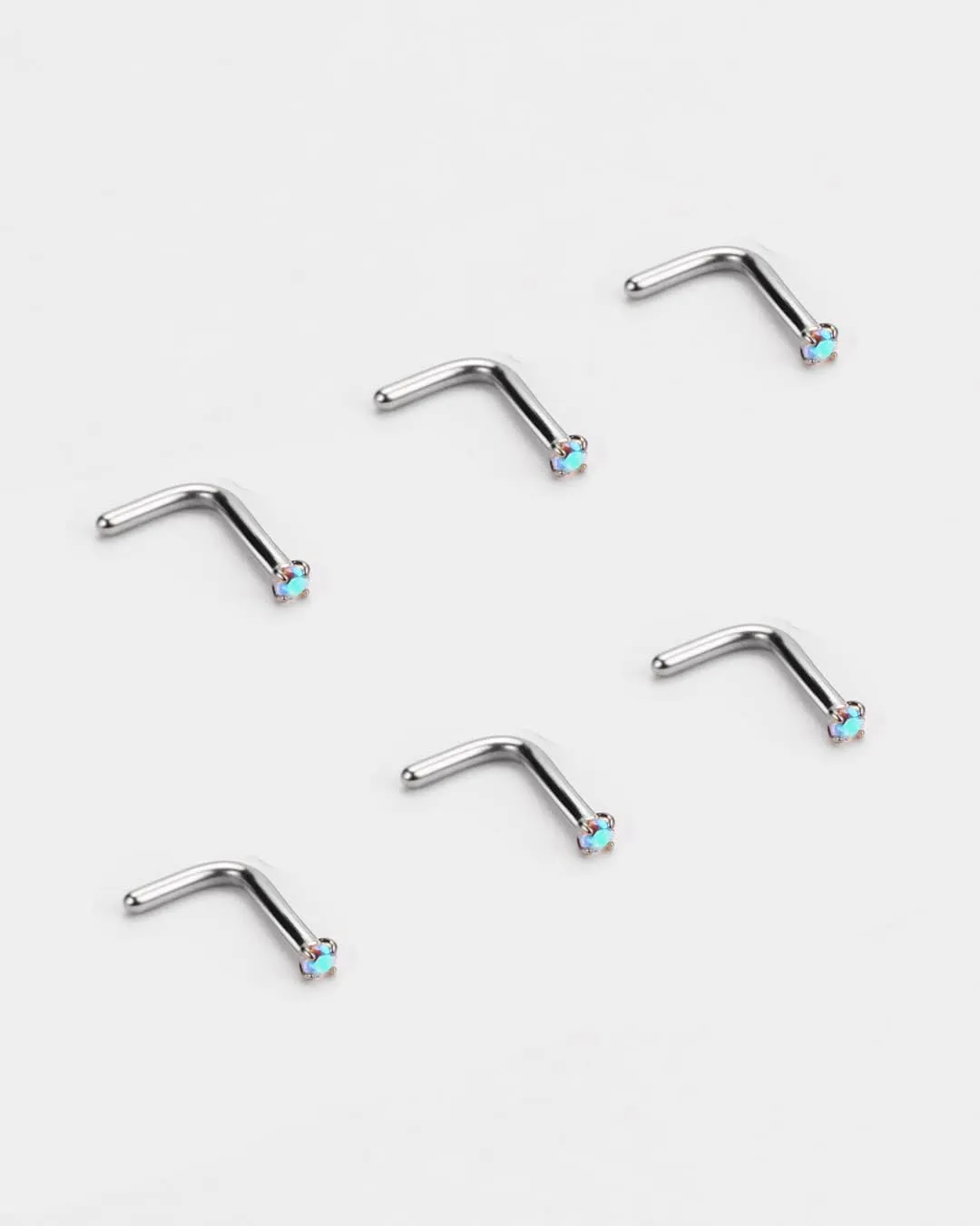 FANSING Nose Studs for Women Men L Shaped Nose Rings Surgical Steel Nostril Piercing Jewelry with Cubic Zirconia End