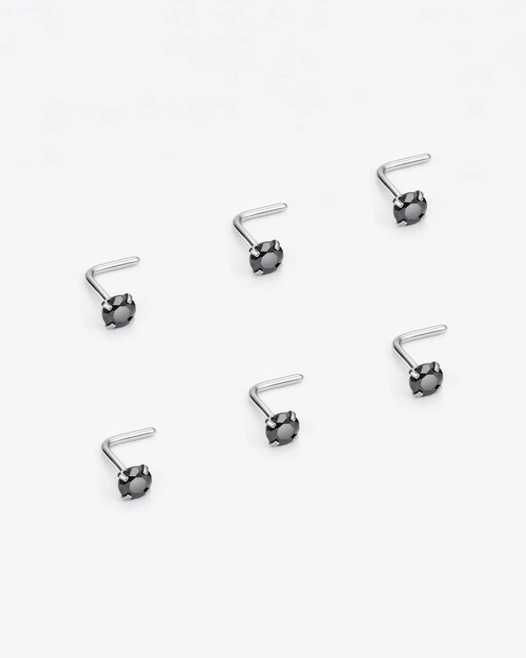 FANSING Nose Studs for Women Men L Shaped Nose Rings Surgical Steel Nostril Piercing Jewelry with Cubic Zirconia End
