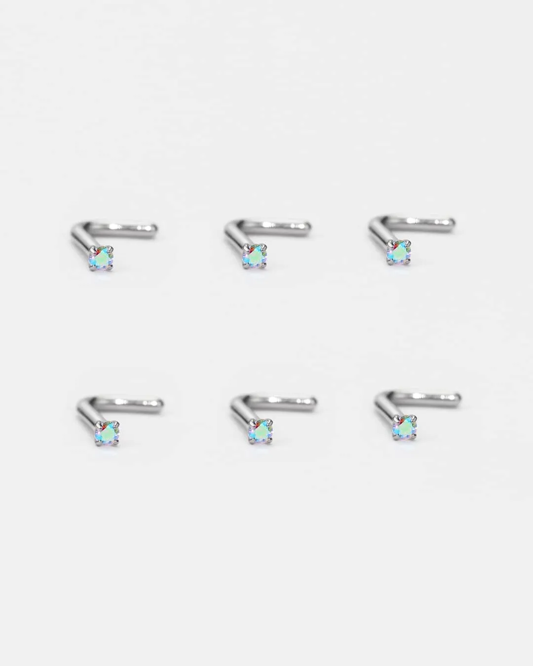 FANSING Nose Studs for Women Men L Shaped Nose Rings Surgical Steel Nostril Piercing Jewelry with Cubic Zirconia End