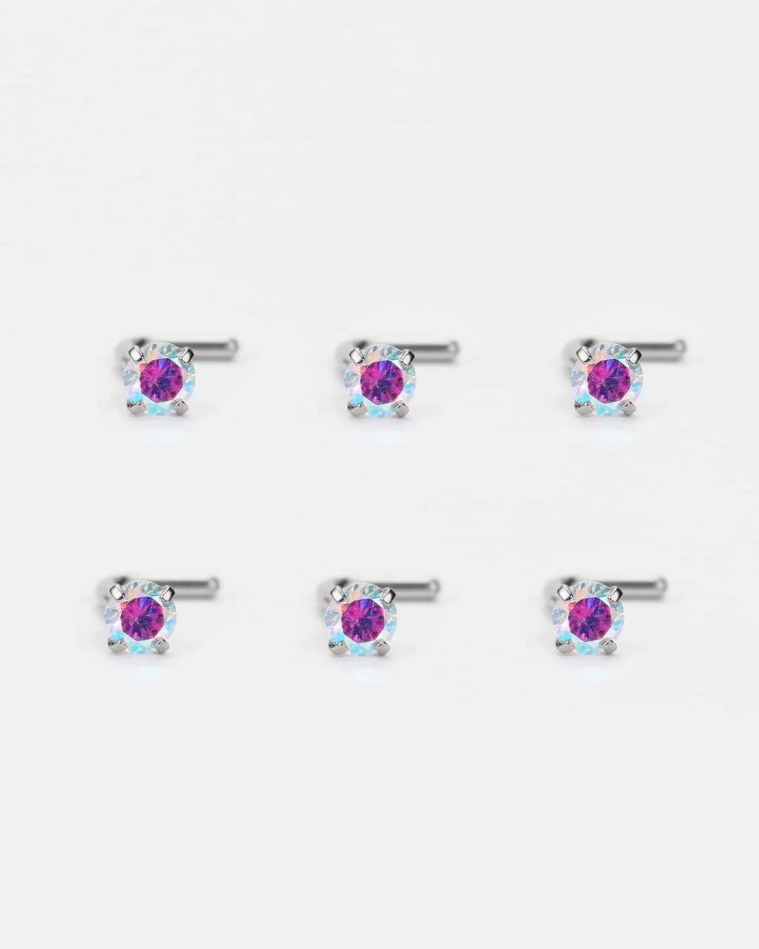 FANSING Nose Studs for Women Men L Shaped Nose Rings Surgical Steel Nostril Piercing Jewelry with Cubic Zirconia End
