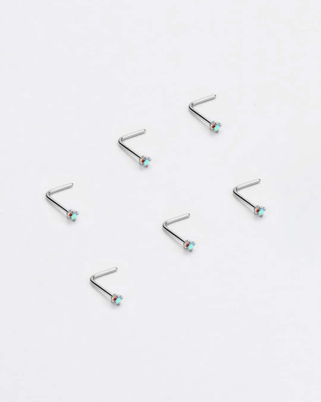 FANSING Nose Studs for Women Men L Shaped Nose Rings Surgical Steel Nostril Piercing Jewelry with Cubic Zirconia End