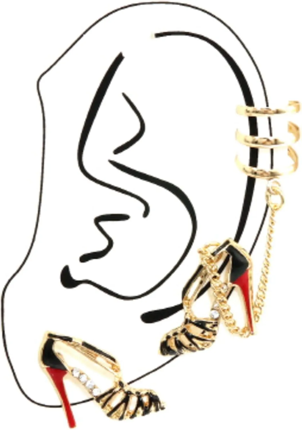 Fashion Trendy Crystal High Heel Ear Cuff Earrings For Women / AZEREC151