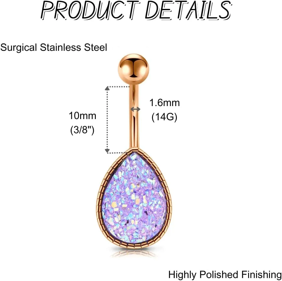 FECTAS 14g Belly Button Rings Surgical Steel CZ Navel Ring Barbell for Women Girls Body Piercing Jewelry Silver