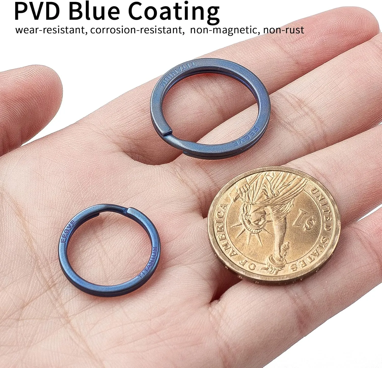 FEGVE Titanium Key Rings Split Rings 4 Packs, Key Rings for Keychains, Keychain Ring for Home Car Keys Organization