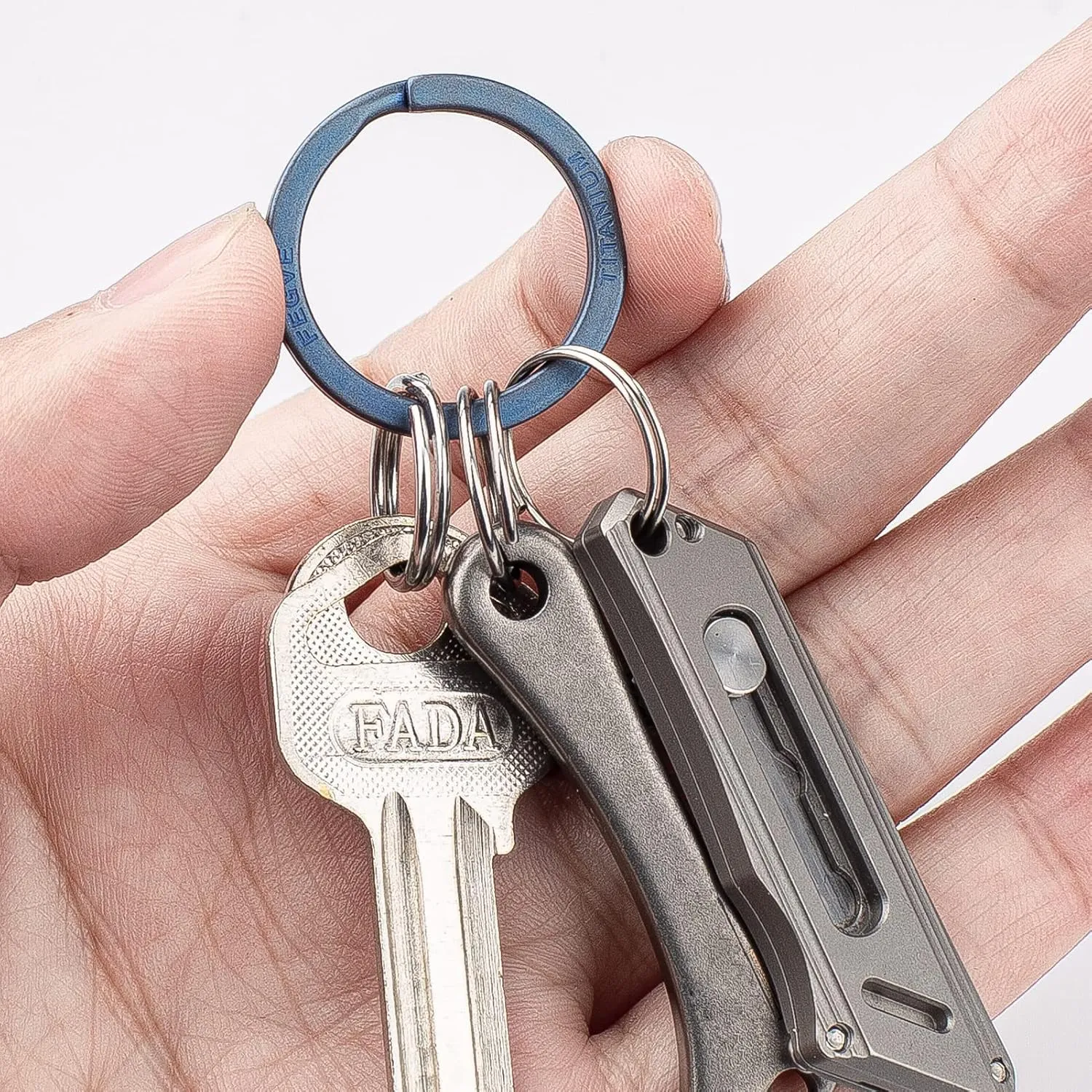 FEGVE Titanium Key Rings Split Rings 4 Packs, Key Rings for Keychains, Keychain Ring for Home Car Keys Organization