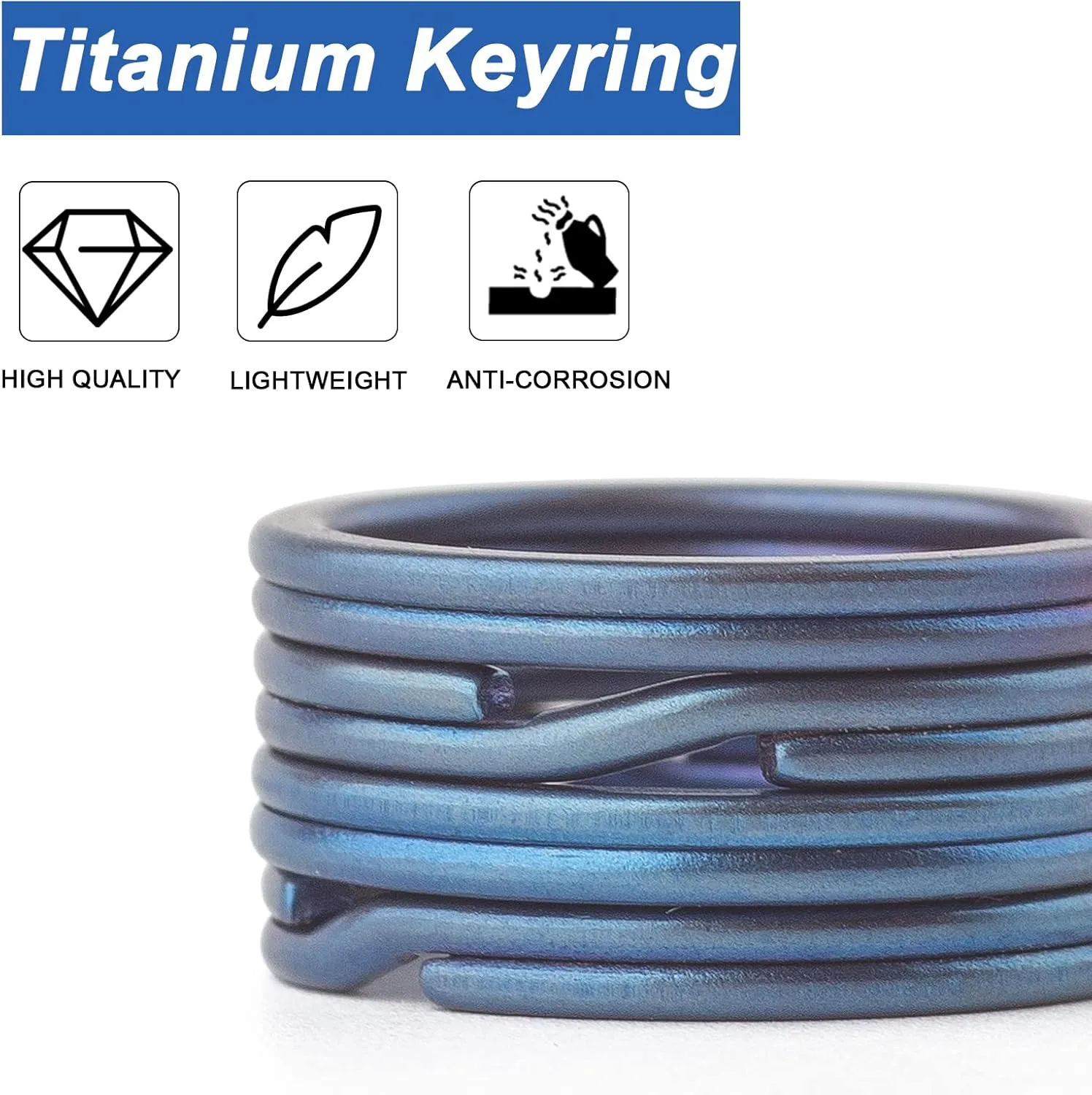 FEGVE Titanium Key Rings Split Rings 4 Packs, Key Rings for Keychains, Keychain Ring for Home Car Keys Organization
