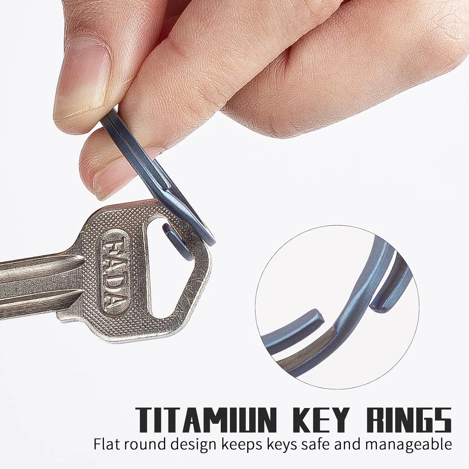 FEGVE Titanium Key Rings Split Rings 4 Packs, Key Rings for Keychains, Keychain Ring for Home Car Keys Organization