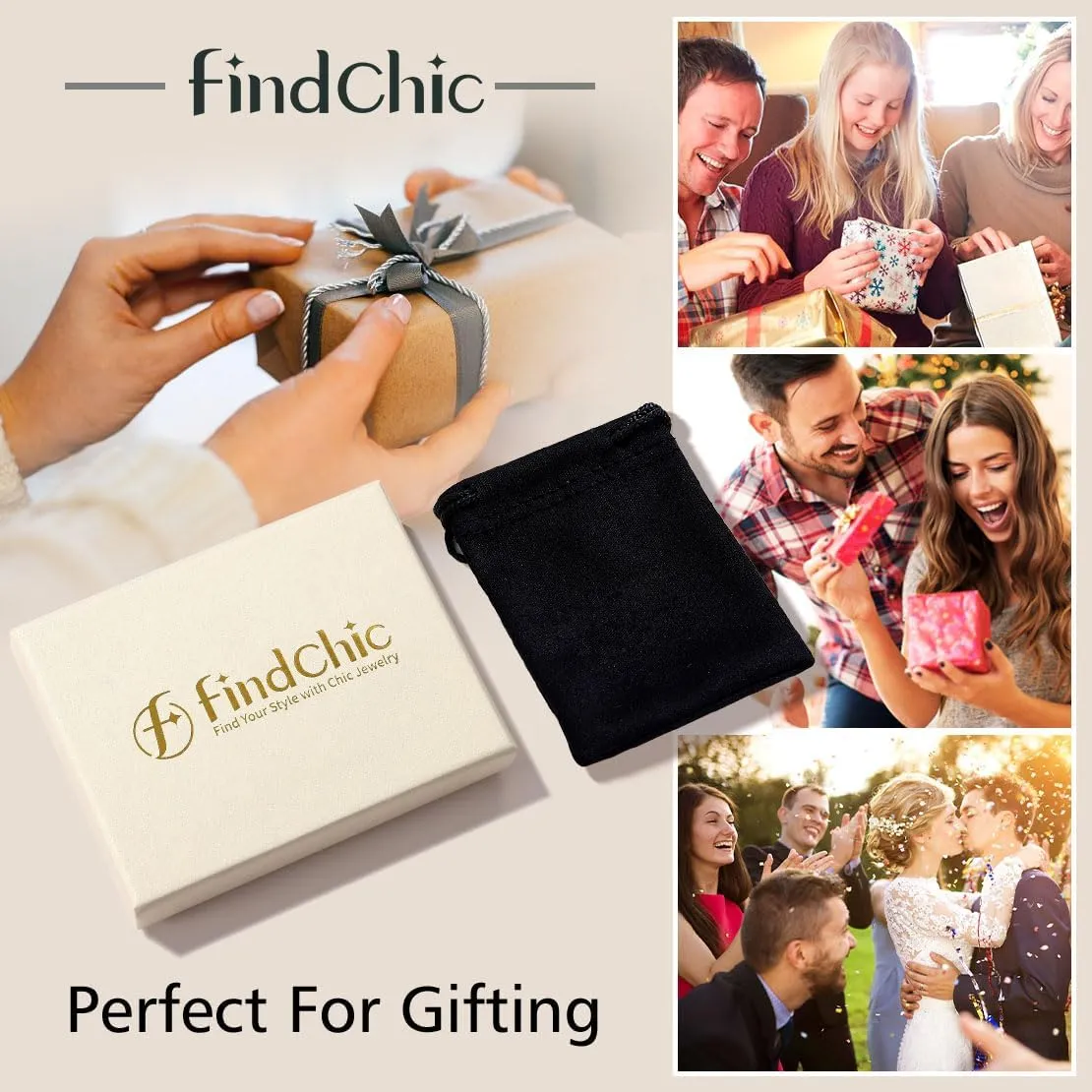 FindChic Customized Heart Photo Necklace Plain/Bling CZ/Rose/Angel Wings/Rotatable 2-Side Picture Pendant Stainless Steel/Gold Plated/Black Valentine's Jewelry Gift for Women Mom Girlfriend  Gift Box