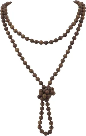 Firstmeet Fashion Natural Round Wood Beads 60'' Long Strand Art Deco Necklace for Women