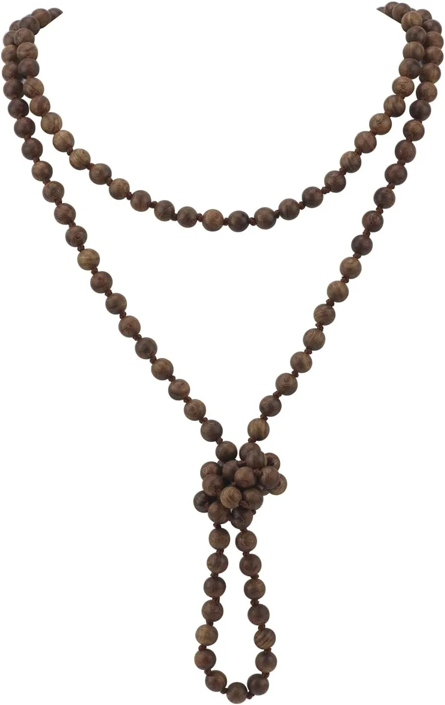 Firstmeet Fashion Natural Round Wood Beads 60'' Long Strand Art Deco Necklace for Women