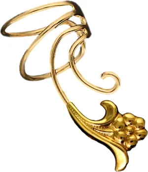 Flower Gold On 925 Sterling Non-Pierced Wave Right Ear Cuff Earring