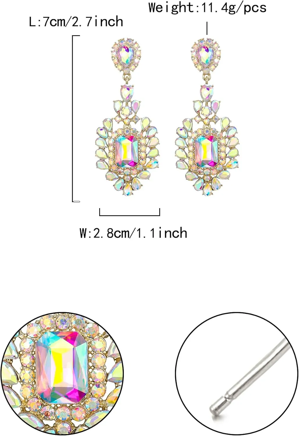 Flyonce Costume Statement Earrings for Women, Sparkly Crystal Vintage Style Art Deco Rhinestone Drop Dangle Earring for Wedding Party