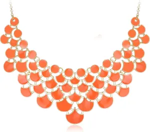 Flyonce Fashion Statement Collar Necklace, Vintage Bohemian Boho Enamel Chunky Bib Necklace Earrings Costume Jewelry for Women