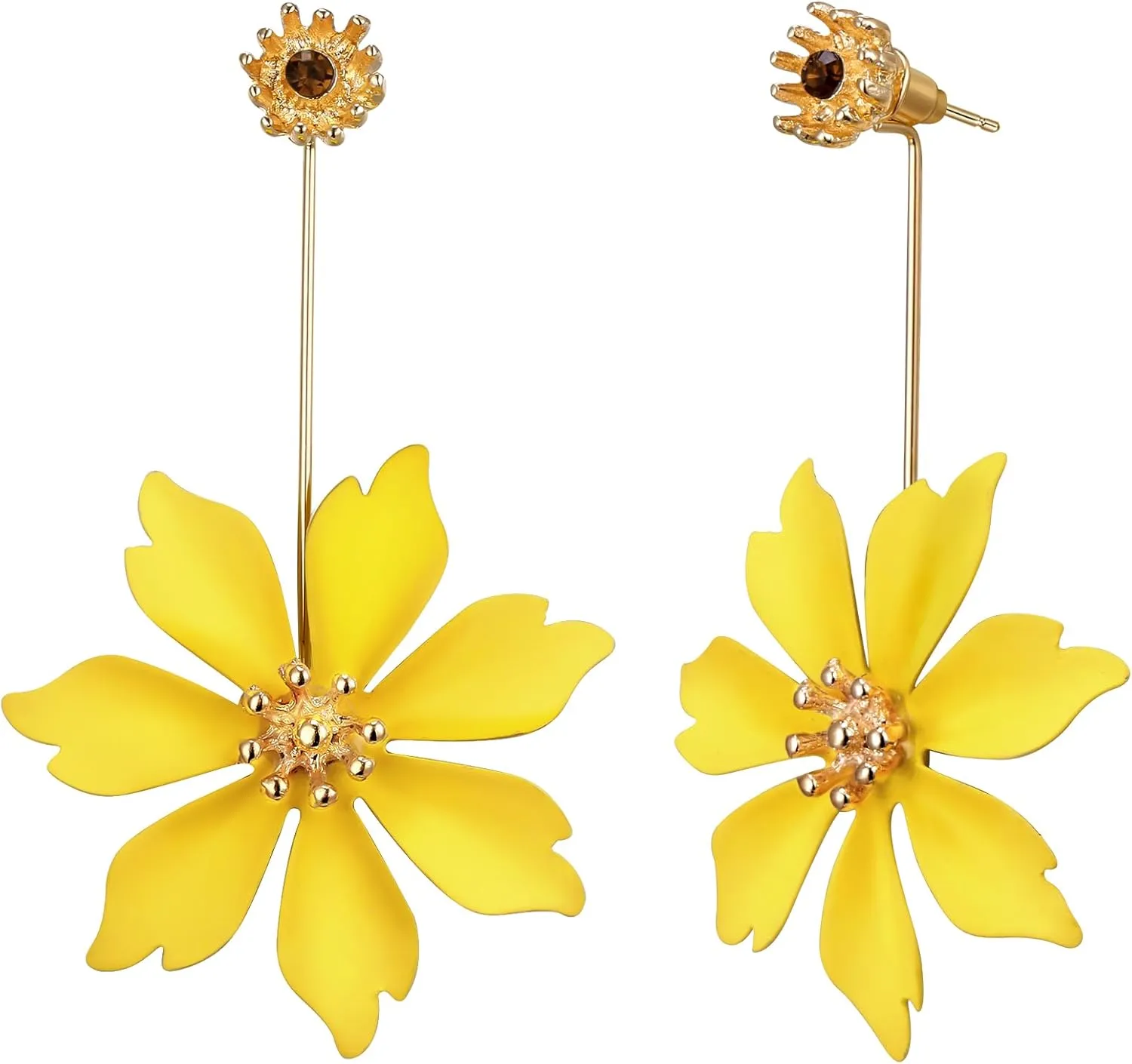 Flyonce Flower Dangle Earrings Boho Statement Floral Petal Drop Earring Summer Jewelry for Women