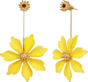 Flyonce Flower Dangle Earrings Boho Statement Floral Petal Drop Earring Summer Jewelry for Women