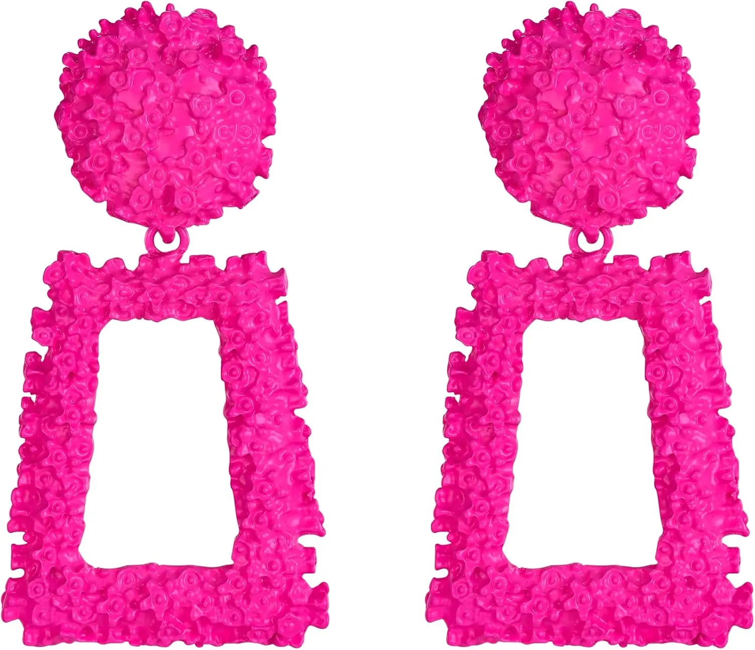 Flyonce Metal Statement Rectangle Geometric Earrings, Large Square Drop Dangle Earrings for Women