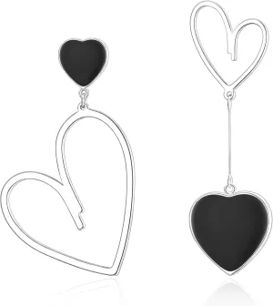 Flyonce Mismatched Heart Earrings for Women, Asymmetric Hearts Drop Dangle Earring Valentines Day Jewelry Gifts for Her