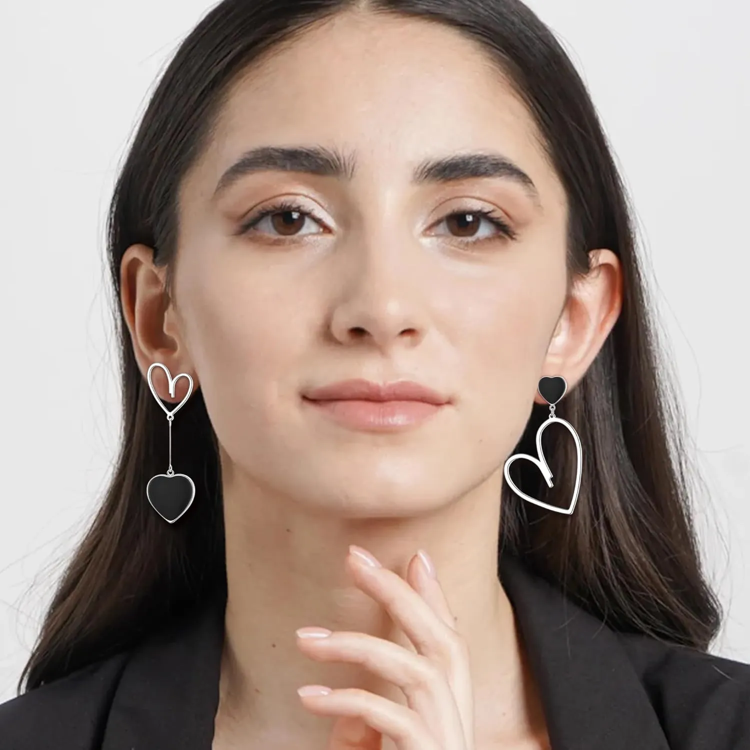 Flyonce Mismatched Heart Earrings for Women, Asymmetric Hearts Drop Dangle Earring Valentines Day Jewelry Gifts for Her