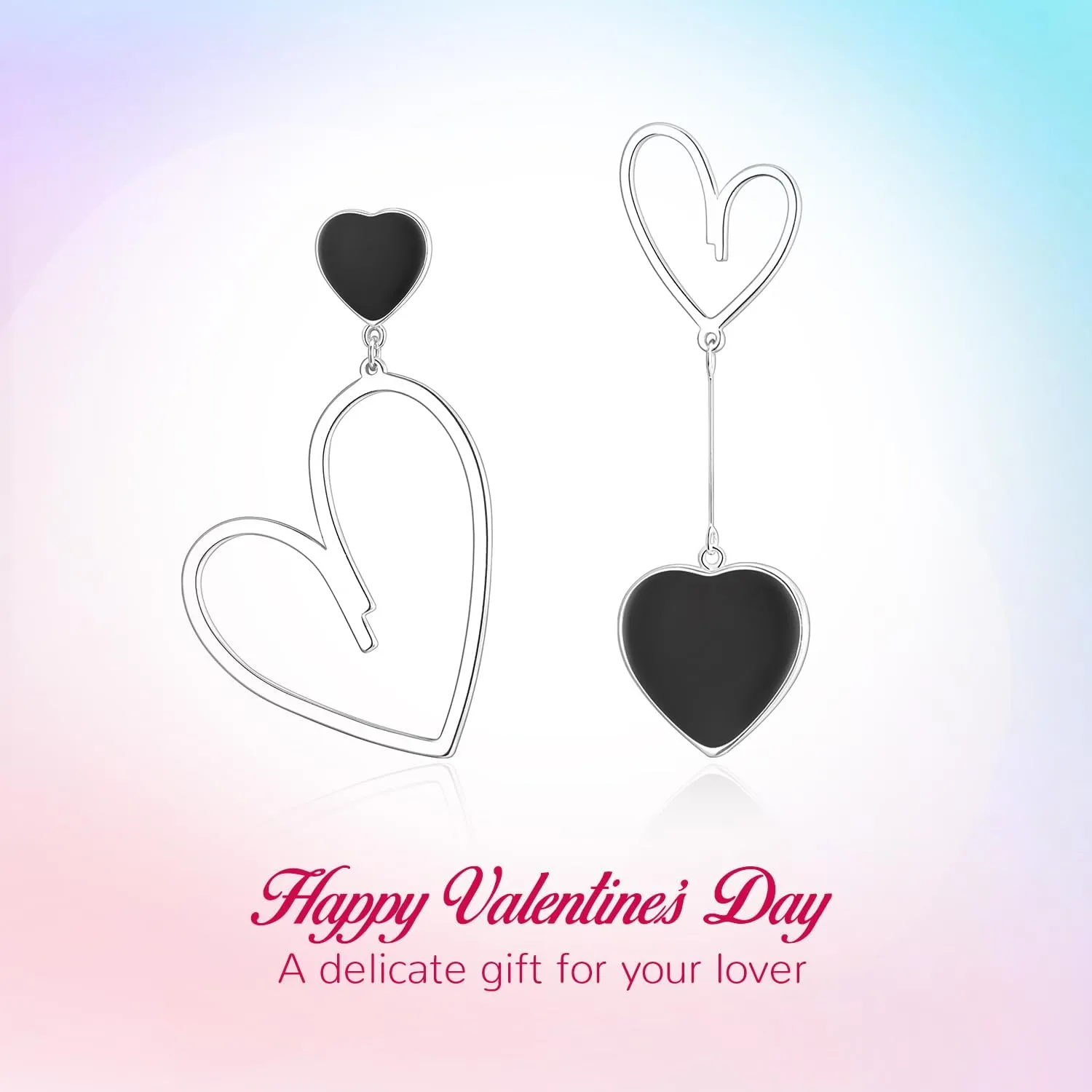 Flyonce Mismatched Heart Earrings for Women, Asymmetric Hearts Drop Dangle Earring Valentines Day Jewelry Gifts for Her
