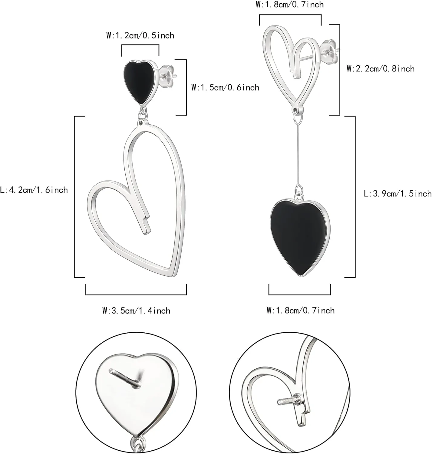 Flyonce Mismatched Heart Earrings for Women, Asymmetric Hearts Drop Dangle Earring Valentines Day Jewelry Gifts for Her