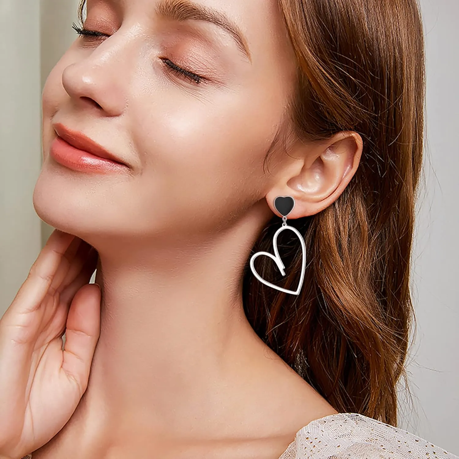 Flyonce Mismatched Heart Earrings for Women, Asymmetric Hearts Drop Dangle Earring Valentines Day Jewelry Gifts for Her